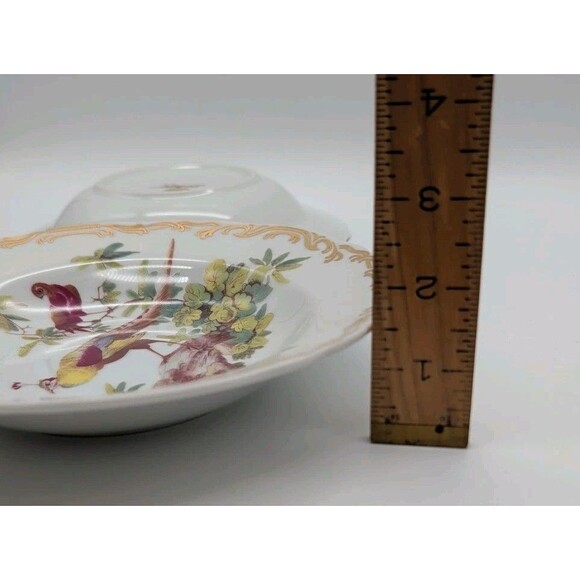 Rutherford's Birds 8.5” Gold Scroll Floral Rimmed Soup Salad Bowl~Set Of 2 - Picture 7 of 7